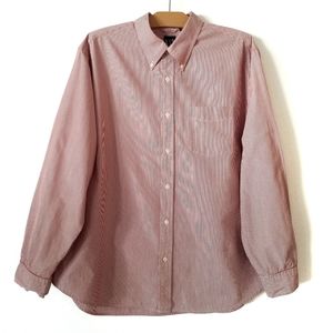 Gap Mens XL Button Down Shirt Long Sleeve White Red Pinstripe